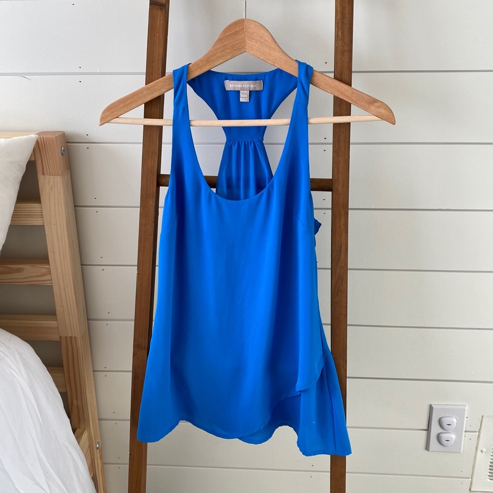 Banana republic blue silky tank blouse petite